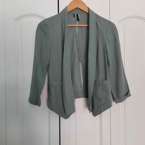 Cropped Blazer, 3/4 sleeves, sz S, linen blend